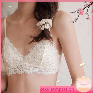 法式三角杯無鋼圈內衣 蕾絲小胸集中爆乳內衣 保密出貨