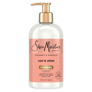 SheaMoisture 컬 앤 샤인 컨디셔너 두꺼운 곱슬머리용 코코넛 및 히비스커스 황산염 프리 350ml(13온스) (2팩), 13 Fl Oz (Pack of 1)