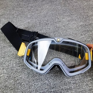 摩托車個性眼鏡滑雪風鏡男女復古越野騎行機車防風沙頭盔護目鏡, 1個, 灰框黑边透片（黑带 不送镜片