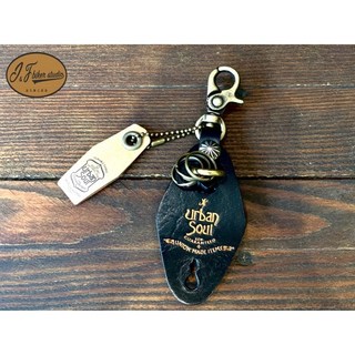 P&J 捷寶騎士部品 Urban Soul 植鞣馬鞍皮革 全手工 老飯店牌造型 鑰匙圈 8色, 復古黑色, 1個