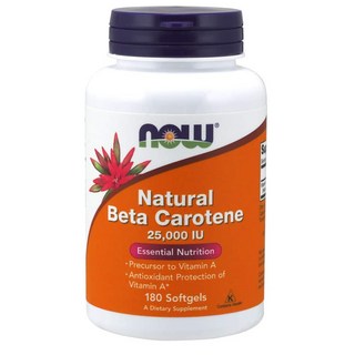 NOW Supplements Natural 베타카로틴 25000 IU Essential 180 소프트젤, 1개, 180정