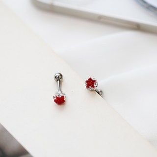 미다미 [2P] 스타원큐빅 점토볼 포인트 피어싱 (3컬러)