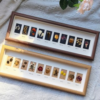 北歐木質多宮格貝殼標本相框 中空DIY立體卡紙裝飾擺件 居家裝飾畫框, 1個, 胡桃色,6孔內徑11x27cm（真玻璃, 胡桃色