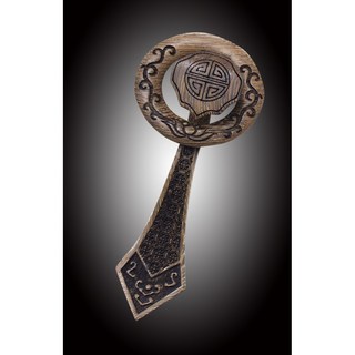 精雕細琢木製如意 吉祥如意 居家擺飾 隨身配飾, 花梨木雕刻扣環, 1個