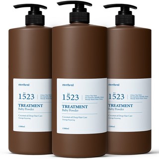 1+1+1 메르헨트 코코넛 대용량 트리트먼트 1500ml 베이비파우더향 약산성 미용실 단백질 헤어팩 두피, 3개, 1.5L