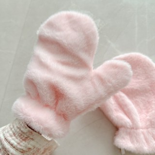 더이도 여성 벙어리 장갑 귀여운 방한 털 장갑