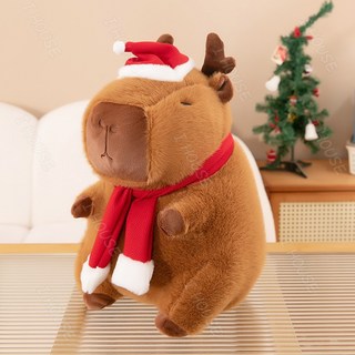 可愛卡皮巴拉娃娃 兒童抱枕 靠墊 生日禮物 裝飾擺件, 卡皮巴拉【聖誕款】-聖誕節限定,【45cm】