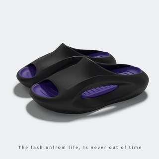 男士椰子涼拖 運動沙灘涼鞋 夏季戶外休閒軟底防滑防臭拖鞋 黑紫 速發 内長26公分, 黑紫 速發 ,42/43 内長26公分
