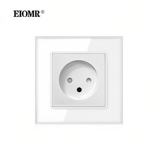 매립 콘센트 접지 매입 2구 3구 4구 멀티탭 벽 교체 스위치 커버 차단기 스마트 설치 조명 소켓 USB EIOMR 16A 이스라엘 전원 표준 플러그 크리스탈 유리 패널 가정용 흰, 1)86mm Single Socket