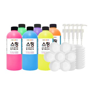 교육기관 추천! 스핑 스노우물감 팔레트 세트 1000ml 대용량 핑거페인트 촉감놀이 형광놀이 물감놀이, 스노우물감1000ml 대용량세트