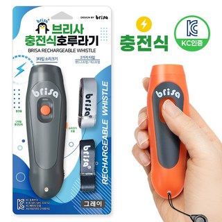 브리사 충전식 전자 호루라기 누르는 휘슬 손 호각 SPC-EW12, 1개, 오렌지