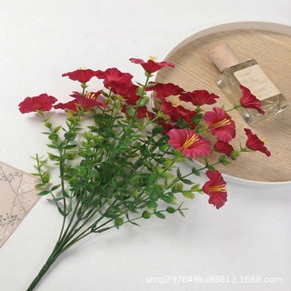 防晒仿真牽牛花懸掛吊籃植物假花壁掛 婚禮家居庭院裝飾, 7叉玫紅, 1個