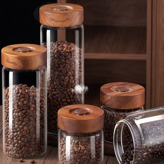 식품 보관용 유리 밀폐 용기 우드 뚜껑 발효통 와인통 김치통 주방용품 보관용기 식품용기, 3개, 자동 배기밸브 400ml 향나무 뚜껑 3개