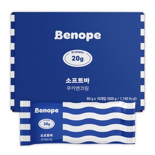 베노프 단백질바 소프트바 쿠키앤크림 10개입, 600g, 1세트