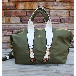 日系 印花單肩斜挎包 防水尼龍休閒旅行包美腿包, 軍綠