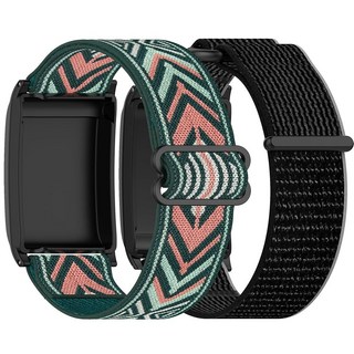 RuenTech 2팩 탄성 밴드 WHOOP 4.0 밴드 호환 피트니스 트래커용 조절식 나일론 스트랩 교체용 손목, Green and Black