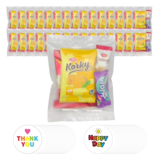 미니 단체 간식 꾸러미 구디백 답례품, 1세트, 간식(30개)+무료스티커(80개)