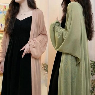 S-2XL 大尺碼雪紡防曬外套 - 薄款長版開衫空調衫