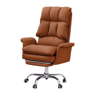 SPF 沙發電腦椅 附伸縮擱腳墊 電競椅 辦公椅 人體工學椅 可躺可升降, 咖啡色皮革+高級氣桿+擱腳