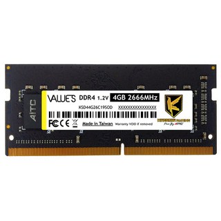 AITC Value S DDR4 2666 4GB 筆記型記憶體 (SODIMM), 詳見包裝, 1個