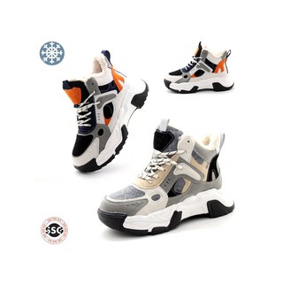 [하이탑 보아털] 가볍고 발볼편한 쿠션감좋은 여성 따뜻한 퍼안감 겨울 운동화 YB-865