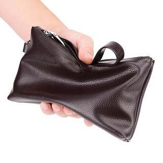 復古男新款錢包長款拉鏈手拿包韓版潮男士手拿包商務多功能手包, 深棕,普通款-無功能