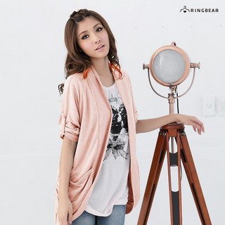 眼圈熊 中大尺碼 J125遮陽防寒大口袋圓弧下擺長袖薄外套(藍/粉M-2L)