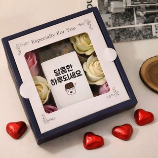 발렌타인 화이트데이 선물 어린이집선생님 유치원 졸업 플라워박스 커피세트, 1세트, 발렌타인데이 플라워박스