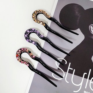 [3종세트] 큐빅 올림머리 뒤꽂이 U자 비녀