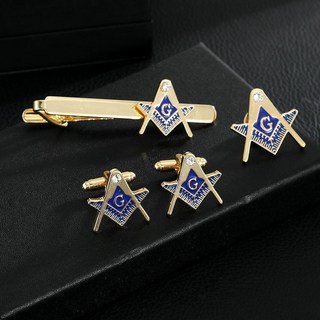 歐美時尚新款共濟會閤金滴油袖扣男士商務西服胸領帶夾