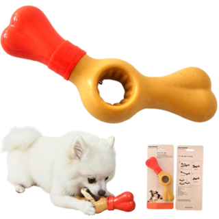 트루행센 강아지 푸드클립 뼈다귀 장난감, 1개, 오렌지옐로