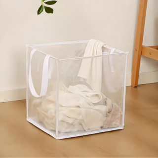 초경량 다용도 접이식 메쉬 빨래바구니, 화이트, 1개