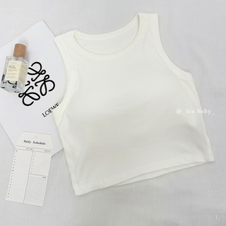 Fee爆款圓領削肩 Bra top 夏天背心女-14色可選 正韓 Bra背心 無袖上衣