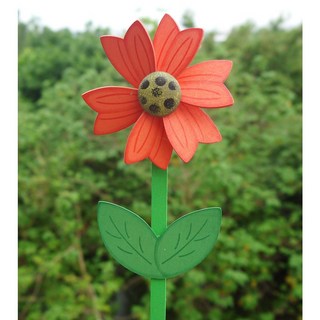 花樣渼栽盆栽生活館 花型風車 造型風車 居家裝飾 陽台擺飾, 向日葵風車-橘花