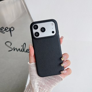 小衆高級感適用iPhone17純色皮革紋果粉16手機殼13/12軟殼11