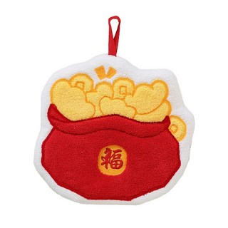 新年造型擦手巾 - 財神有魚, 招財聚寶盆, 1個