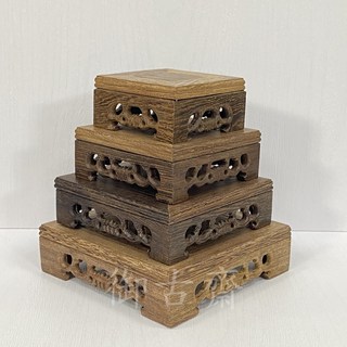 御古齋 虎斑雞翅木正方形藝品展示座：穩固底座、多尺寸可選，提升藝品價值, 1個, 大(12*12*4), 虎斑雞翅木