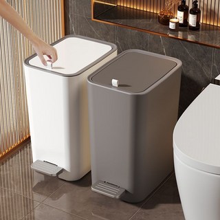 臺灣出貨 腳踏垃圾桶 廚房垃圾桶 密封垃圾桶 手提衛生間垃圾桶 厠所家用廚房高顔值懸掛帶蓋子夾縫防臭收納, 灰色小號【普通款-無蓋】,加厚耐用