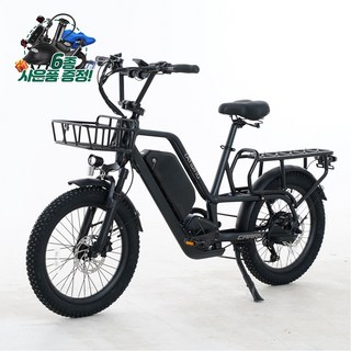 레이윙 캐리 48V 500W 전기자전거 배달용, 팬텀 블랙, 알루미늄 합금