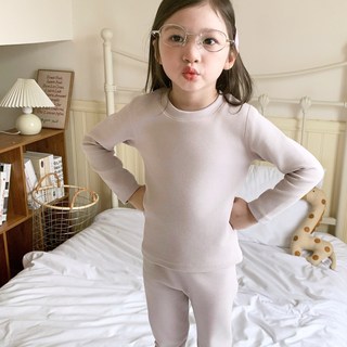 코코몽드 KC인증 아동용 40수 도톰한 방한 기모 면 스판 겨울 긴팔 실내복 상하의 세트CC-810256