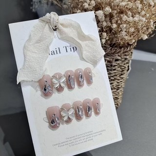 手工穿戴甲 美甲貼片 指甲貼片 假指甲 小紅書同款, 1個, S056-S 手工款 10片