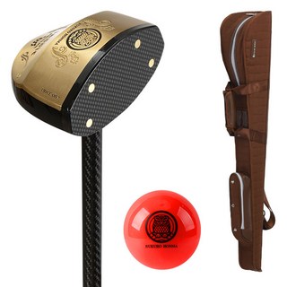 부쿠로혼마 우드 파크골프채 A세트 (파크골프채 파크골프 가방 볼) 대한 파크골프협회 인증, 830mm_오른손, 가방_브라운 / 공_레드, L, 90도