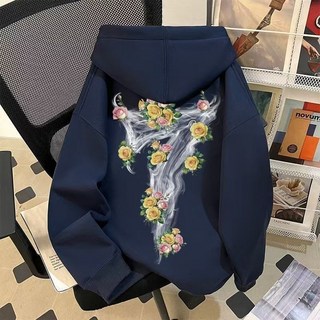 秋冬新款連帽衛衣加絨加厚潮牌前後數字印花百搭重磅爆款上衣12