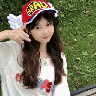 廢物專賣店 阿拉蕾同款帽子 丁小雨 天使翅膀帽 cosplay 萬聖節 鴨舌帽 生日禮物 交換禮物 小廢物 可愛帽子, 紅色, 1個