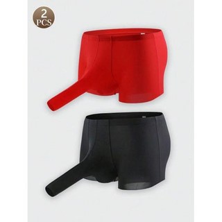 입체파우치 남성팬티 볼륨업 드로즈 남자 속옷 섹시 삼각 팬티 남성 기능성 언더웨어 애니멀 디자인 코끼리 포인트 2PCS 단색 부드럽고 편안한 트렁크 플랫 다리 바지 복서