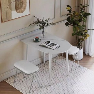 木質餐桌 ins半島餐桌 網紅白色餐桌 吧臺桌 出租屋餐桌 書桌 簡約 小戶型多功能桌子, 仿理石紋-單桌黑腿（密度板材質）,長100*寬48*高73cm