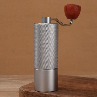 跨境家用手搖磨豆機意式手磨咖啡機高顏值簡約手動咖啡豆研磨器, 1個, 銀色*紅柄:6芯, 1L