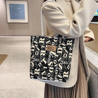 大容量字母帆布袋 - 時尚百搭手提托特包/購物袋 - 通勤送禮首選