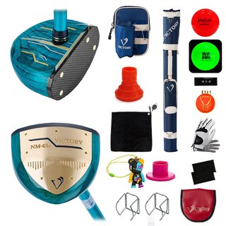 빅토리 파크골프채 NM-05s 14종세트(골프채 골프백 파우치 파우치클립 볼빅공 헤드커버 볼마커외 추가 7종), NM-05s 블루, 빅토리 뉴백 네이비&화이트, 빅토리 옥스포드 네이비&화이트