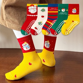 슈가앤 NL41 프리크리스마스 5켤레 미끄럼 방지 양말세트 크리스마스 유아 아동 초등 양말